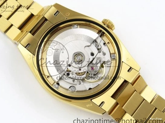 MiroTime 0121 WaterResistant Day Date 36 YG RAF 1:1 Best Edition Brown Oman Dial Diamonds Bezel on YG Bracelet A 1518
